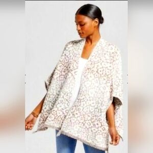 Knox Rose Floral Knit Open Front Drapey Cardigan Sweater XXL Bohemian